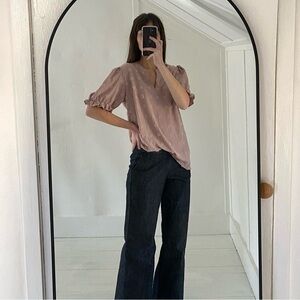 B Swiss Dot Puff Sleeve Top